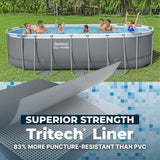Bestway Steel Pro MAX 18' x 9' x 48" Above Ground Pool, Oval Metal Frame Outdoor Swimming Pool Set with Filter Pump, Ladder, and Cover, Gray