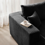 Modular Sectional Sofa Bed with Ottoman, 79" Boneless Cloud Couch, Black
