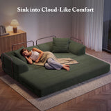 Cloud Boneless Couch Futon Sofa Bed, 5-in-1 Convertible Sofa Bed Pull Out Couch Sleeper Sofa Compressed Loveseat, 70" High-Density Sponge & Corduroy Fabric Futon Daybed for Living Room Bedroom(Green)