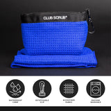 Club Scrub Towel Pro, Golf Club and Ball Cleaning Pouch with Attached Towel, Waterproof Exterior + More (Blue)