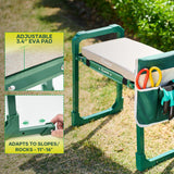 Garden Kneeler and Seat Foldable Gardening Stool with Extendable Legs & Thickened Pad, Tool/Storage Bag