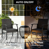 MIUWLXT 18" Outdoor Solar Side Table,Black Metal Material with Remote