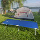 Camping Cot - Portable Folding Camp Bed - 600D Sleeping Cot for Adults with Steel Frame, Supports up to 264 lbs, 74.5" (6.2 ft) L x 29" W by Wakeman Outdoors (Blue)