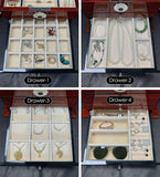 SYENS Jewelry Box Wood Jewel Organizer with Fingerprint Lock Safe, 7-Layer Large Locking Jewelry Storage Box with Necklace Hanger for Women Mens Gift (5L-RS)