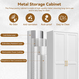 Polup 71" White Metal Kitchen Pantry Storage Cabinet with Doors and Shelves