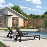 PURPLE LEAF Outdoor Chaise Lounge with Wheels, Set of 4 with Table, Grey
