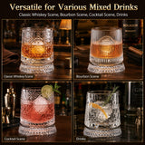 10oz Spinning Whiskey Glasses for Whiskey-lovers: 360° Rotating Crystal Glass with Iceball Mold for Scotch Bourbon - Old Fashioned Glasses for Bar Party Home - Gifts for Men Dad Husband (Bubble)