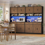 HOSTACK 75" Tall Kitchen Pantry Storage Cabinet, 45" W Hutch, Brown/Black