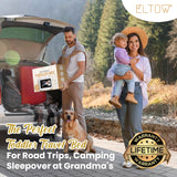 ELTOW Toddler Blow-Up Mattress with Sides, Inflatable Toddler Travel Bed with Safety Bumpers, Portable Kids Air Mattress for Travel, Complete Set with High-Speed Pump & Carry Bag - Black