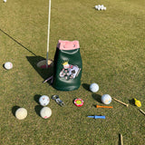 CROWNBLANKS PINKTEE Women Cabretta Leather Golf Gloves with Leather Golf Valuables Pouch, Size 19