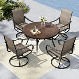 MFSTUDIO 5 PCS Patio Dining Set, 44'' Round Table & Swivel Mesh Chairs
