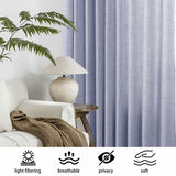 Macochico 150”Wx96”L Pinch Pleated Sliding Door Curtains with Hooks and Tieback, Natural Linen Drapes for Patio Doors Living Room Bedroom Home Office Divider with Tieback, Lavender, 1 Panel