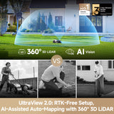 MOVA LiDAX Ultra 2000 Robot Lawn Mower with 4G with Garage for 0.5 Acre, No Wire No RTK+360° 3D LiDAR+AI Vision, 45% Slope, Cut Height 1.2"-3.9", 150 Multi-Zone,Edge Cutting(Garage Shipped Separately)