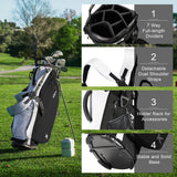 Lightweight Golf Stand Bag with 7 Way Full-Length Dividers (Black/White) KVV