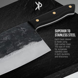 Kitchen perfection Handmade Meat Cleaver Knife for Meat Cutting - Professional 7" Serbian Chef Knife - Made of High Carbon Steel - Hand Sharpen Butcher Knife with Canvas Sheath, Unique Gifts for Men