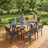 7 Piece Outdoor Dining Set All Weather Patio Dining Set with HDPE Wood-Like Tabletop