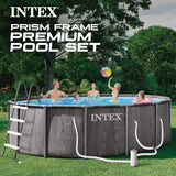 INTEX 26741EP Prism Frame 15 ft x 48 in Above Ground Pool Set, Round Swimming Pool with Steel Frame, 1000 GPH Cartridge Filter Pump, Ladder, Cover, & Ground Cloth