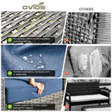 ovios 7 Pieces Patio Furniture Set, Outdoor Wicker Sofa Couch with Swivel Glider Chairs Fire Pit Table