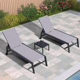 PURPLE LEAF Patio Chaise Lounge 4 Pieces with Wheels, Aluminum, Light Grey