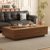 Mid-Century Modern Expandable Coffee Table, 47.2"-81.8" Adjustable Walnut Center Table with Large Hidden Storage for Living Room