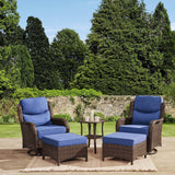 HILLGA Luxury 5 PCS Outdoor Swivel Rocker Patio Chairs of 2