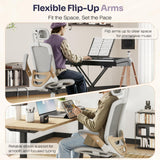 GABRYLLY Ergonomic Office Chair, High Back Home Desk Chair with 2D Flip-Up Arms, 3D Headrest, 90-120° Tilt and Wide Cushion, Big and Tall Mesh Chairs for Man Woman, White Computer Task Chair