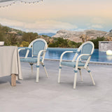 PURPLE LEAF French Bistro Armchairs Set of 2, White Finish, Light Blue