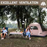 Happy Travel Camping Tent, 4 Person Dome Tents for Camping with Rainfly, Waterproof Clip Easy Setup Portable Family Tent with Mesh Windows, 20% More Headroom Backpacking Tents for Camping & Hiking