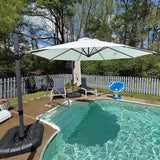 PURPLE LEAF Cantilever Umbrella 10 Feet Round Smooth 360° Rotation White