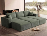 Modular Sectional Sofa Bed with Chaise, 115" Memory Foam Cloud Couch, Green