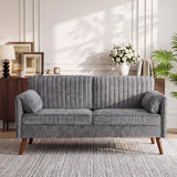 64" Loveseat Sofa, Modern 2-seater Chenille Couch for Living Room, Gray