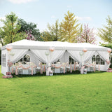 Aoxun 10x30 Pop Up Canopy Tent with 8 Sidewalls, Party Tent, White