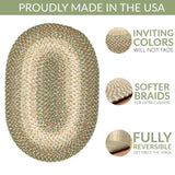 Super Area Rugs Braided Rugs 10x13 Farmhouse Kitchen Rug - Ridgewood Braided Rug for Living Room - Reversible - Indoor/Outdoor - Made in USA - Forest Green/Beige, 10' X 13' Oval