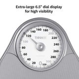 Thinner by Conair Bathroom Scale for Body Weight, Extra-Large Analog Scale Measures Weight Up to 330 Lbs. in Silver