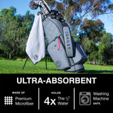 Ghost Golf Magnetic Towel (Caddie) - Premium Ultra-Absorbent Microfiber Golf Towel with Magnet- 18" x 40" (Black)