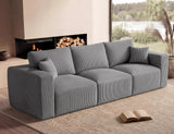 115" Modular Sectional Sofa, 3-Seater Boneless Cloud Couch, Gray