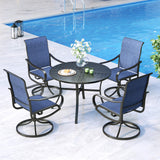 MFSTUDIO 5 Pcs Patio Table and Chairs Set, 42'' Round Metal Table