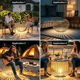 MIUWLXT 26" Solar Patio Side Table,Black Metal Material with LED Light