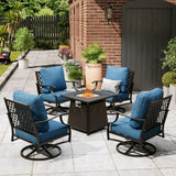 MIXPATIO 5-Piece Metal Patio Conversation Set, 28-Inch Fire Pit Table