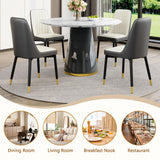 Vohuai Round Dining Table Set for 4, 45''Marble Grain Dining Room Table Set for 4 with Upholstered Chairs, Modern Dinner Table Set for Kitchen Dining Room