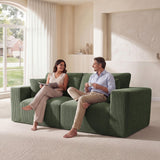 Modular Loveseat Cloud Couch, 79" Memory Foam Boneless Double Sofa, Green