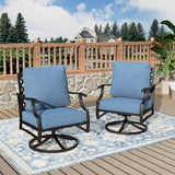 MIXPATIO, 2 Pack, Metal, Swivel Rocking Chairs, 5.75" Cushions, Navy Blue