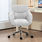 Home Office Desk Chairs Swivel Small Computer Chair with Wheels, Upholstered Vanity Chair Adjustable Height Chenille Office Chair for Living Room Dorm Bedroom