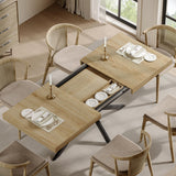Wood Expandable Dining Table with Hidden Leaf & Storage, Space Saving, For Kitchen Dining Living Room