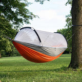 Lulladle Camping Hammock - 500lbs Capacity Portable Hammock with 2 Tree Straps and with Mosquito Net,Nylon Hanging Hammock Easy Setup and Pack for Outdoors Camping,Backpacking,Hiking - Double/Single