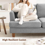 Busaurus 3 Seater Sofa Couch with Deep Seats, 89" Mid Century Modern Upholstered Sofa with Armrests, Comfy Couches for Living Room, Bedroom, Apartment and Office, Linen Light Grey