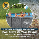 Bestway APX 365 20' x 52" Above Ground Pool, Round Metal Frame Outdoor Swimming Pool Set with Sand Filter Pump, Ladder, and Cover, Dark Marble