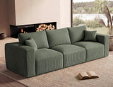 115" Modular Sectional Sofa, 3-Seater Boneless Cloud Couch, Green