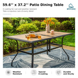 MFSTUDIO Outdoor Dining Set for 6, Wood-Grain Table w/Padded Swivel Chairs