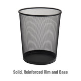 Mind Reader Mesh Trash Can, Set of 3, Waste Paper Basket, Round, Office, Metal Mesh, 11.5" L x 11.5" W x 13.75" H, Black